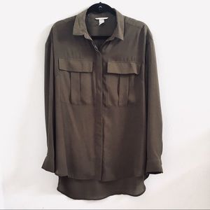 H&M Olive Trapeze Long Sleeve Tunic